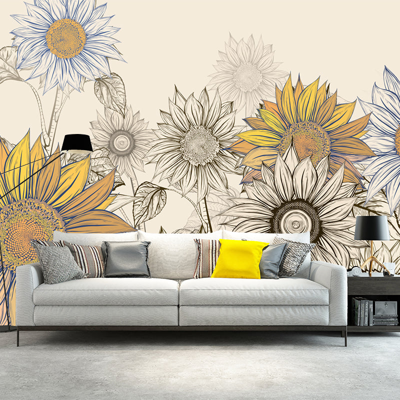 Modern Sketch Sunflower Mural Decal For Bedroom Personalized Wall Art   1211673 