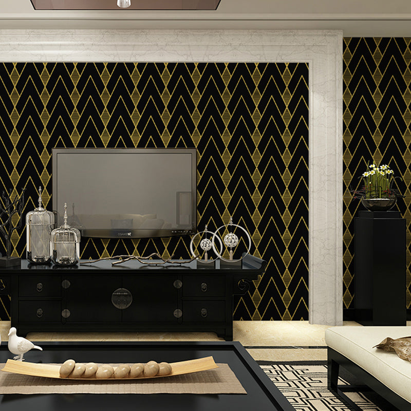 Modern Arrow Pattern Wallpaper for Living Room 57.1-sq ft Wall Covering in Dark Color Yellow-Black Clearhalo 'Modern wall decor' 'Modern' 'Wallpaper' Wall Decor' 1211913