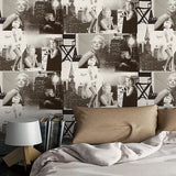 Historic Monroe Photo Print Wallpaper Vintage Non-Woven Fabric Wall Decor in Black-White Black-White Clearhalo 'Industrial wall decor' 'Industrial' 'Wallpaper' Wall Decor' 1212000