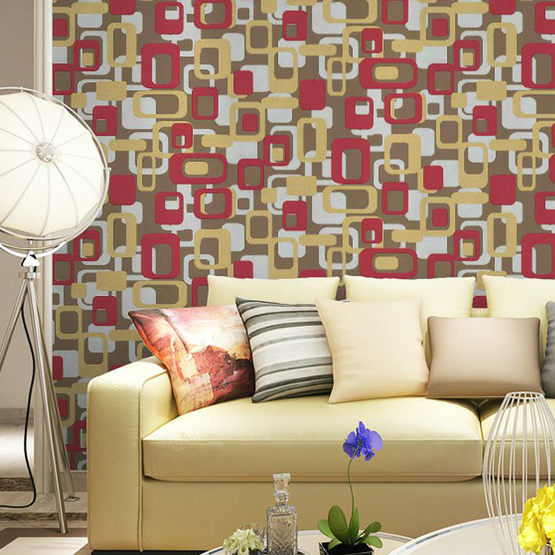 Color-Block Square Wallpaper Roll Mid-Century Moisture Resistant Living Room Wall Decor Yellow Clearhalo 'Wall Decor' 'Wallpaper' 1212108