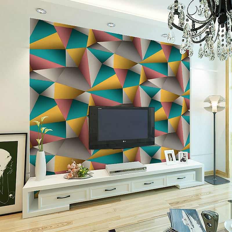 57.1-sq ft Geometry Wallpaper Modern 3D Triangle Pattern Wall Decoration in Dark Color Clearhalo 'Wall Decor' 'Wallpaper' 1212142