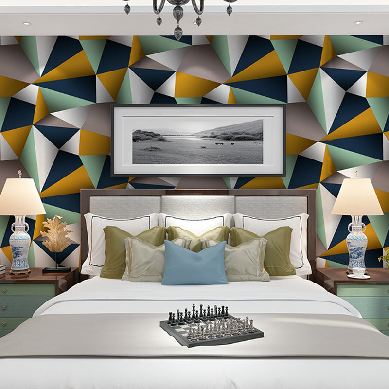 57.1-sq ft Geometry Wallpaper Modern 3D Triangle Pattern Wall Decoration in Dark Color Yellow-Green Clearhalo 'Wall Decor' 'Wallpaper' 1212146