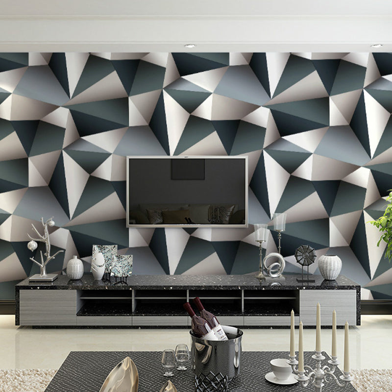 57.1-sq ft Geometry Wallpaper Modern 3D Triangle Pattern Wall Decoration in Dark Color Black-White Clearhalo 'Wall Decor' 'Wallpaper' 1212149