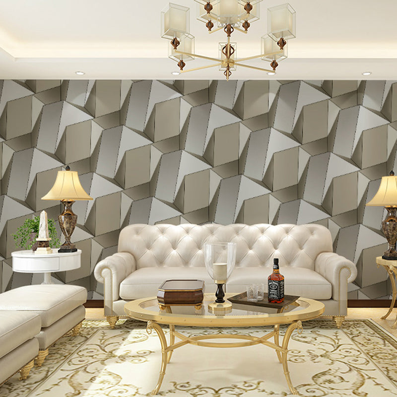 3D Effect Geometric Wallpaper Roll Mid-Century Non-Pasted Living Room Wall Decor Grey Clearhalo 'Wall Decor' 'Wallpaper' 1212186