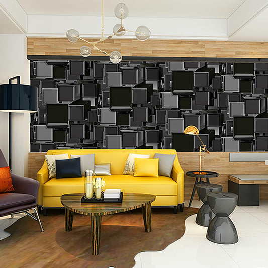 3D Layered Square Pattern Wallpaper Mid Century Stain Resistant Living Room Wall Art Clearhalo 'Wall Decor' 'Wallpaper' 1212210