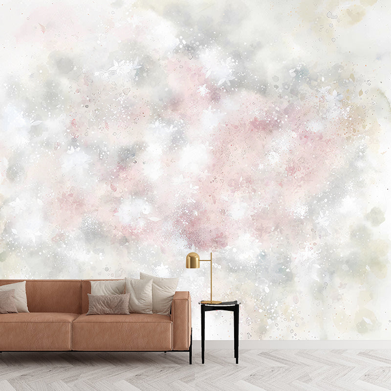 Light Pink Floral Wall Mural Decal Washable Wall Art for Girls Bedroom,  Non-Woven Cloth - Clearhalo