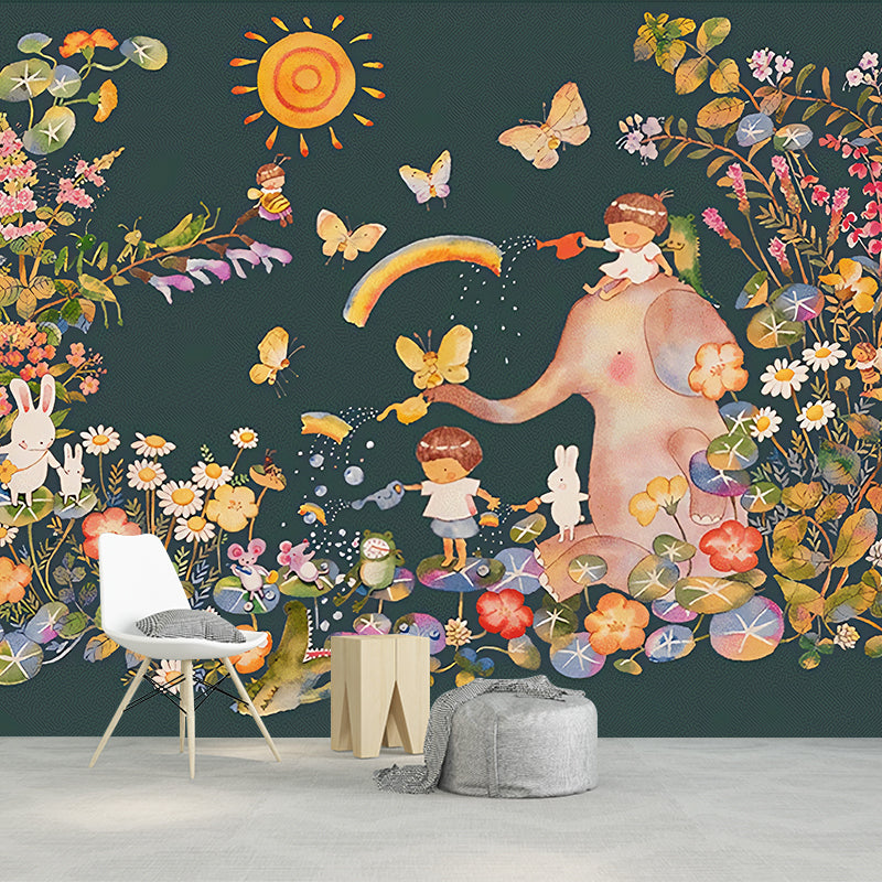 Wonderland Mural Wallpaper Pastel Color Childrens Art Wall Covering for Kindergarten Clearhalo 'Wall Decor' 'Wall Mural' 1213020