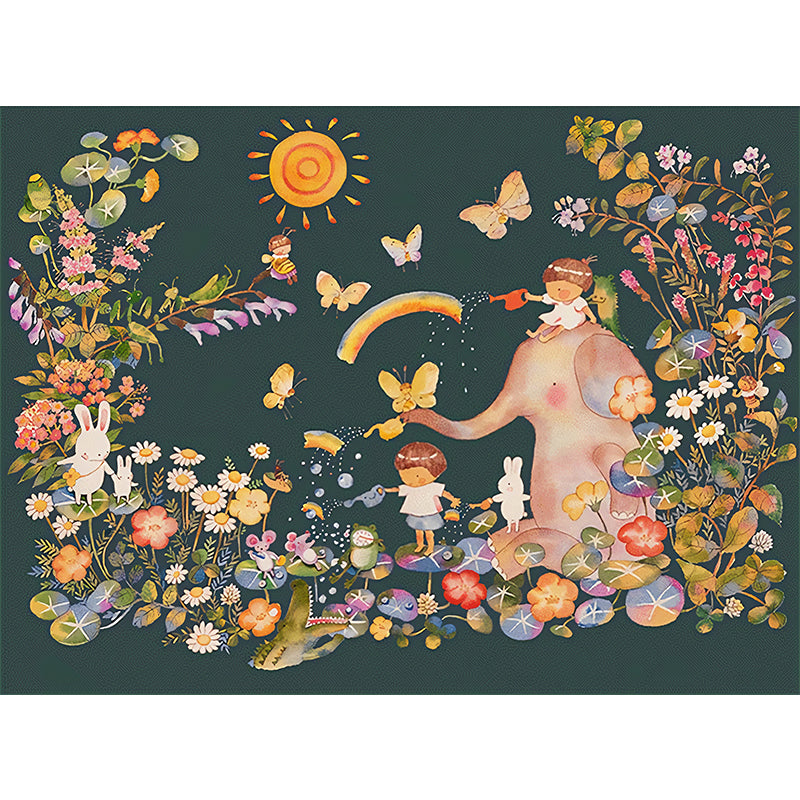 Wonderland Mural Wallpaper Pastel Color Childrens Art Wall Covering for Kindergarten Clearhalo 'Wall Decor' 'Wall Mural' 1213021