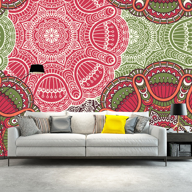 Abstract Wall Covering Murals Bohemian Waterproof Bedroom Wall Decor, Custom Print Red-Green Clearhalo 'Wall Decor' 'Wall Mural' 1213363