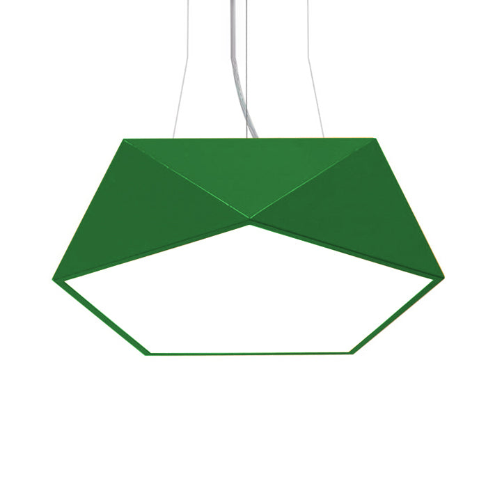 Pentagon Pendant Lighting Contemporary Metal 16.5"/20.5"/24.5" Wide Led White/Black/Yellow Ceiling Lamp Fixture with White Acrylic Diffuser Green Clearhalo 'Ceiling Lights' 'Modern Pendants' 'Modern' 'Pendant Lights' 'Pendants' Lighting' 121498