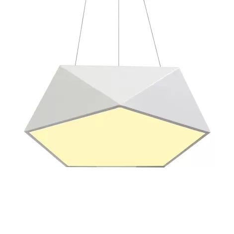 Pentagon Pendant Lighting Contemporary Metal 16.5"/20.5"/24.5" Wide Led White/Black/Yellow Ceiling Lamp Fixture with White Acrylic Diffuser Clearhalo 'Ceiling Lights' 'Modern Pendants' 'Modern' 'Pendant Lights' 'Pendants' Lighting' 121500