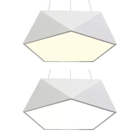 Pentagon Pendant Lighting Contemporary Metal 16.5"/20.5"/24.5" Wide Led White/Black/Yellow Ceiling Lamp Fixture with White Acrylic Diffuser Clearhalo 'Ceiling Lights' 'Modern Pendants' 'Modern' 'Pendant Lights' 'Pendants' Lighting' 121501