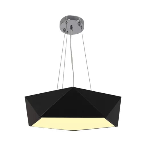 Pentagon Pendant Lighting Contemporary Metal 16.5"/20.5"/24.5" Wide Led White/Black/Yellow Ceiling Lamp Fixture with White Acrylic Diffuser Black Clearhalo 'Ceiling Lights' 'Modern Pendants' 'Modern' 'Pendant Lights' 'Pendants' Lighting' 121503