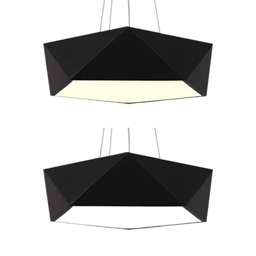 Pentagon Pendant Lighting Contemporary Metal 16.5"/20.5"/24.5" Wide Led White/Black/Yellow Ceiling Lamp Fixture with White Acrylic Diffuser Clearhalo 'Ceiling Lights' 'Modern Pendants' 'Modern' 'Pendant Lights' 'Pendants' Lighting' 121504