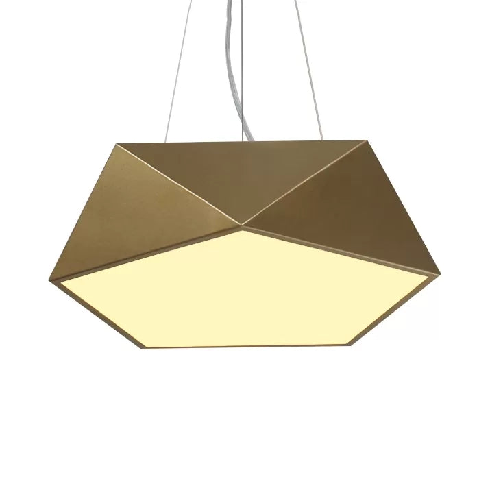 Pentagon Pendant Lighting Contemporary Metal 16.5"/20.5"/24.5" Wide Led White/Black/Yellow Ceiling Lamp Fixture with White Acrylic Diffuser Clearhalo 'Ceiling Lights' 'Modern Pendants' 'Modern' 'Pendant Lights' 'Pendants' Lighting' 121507