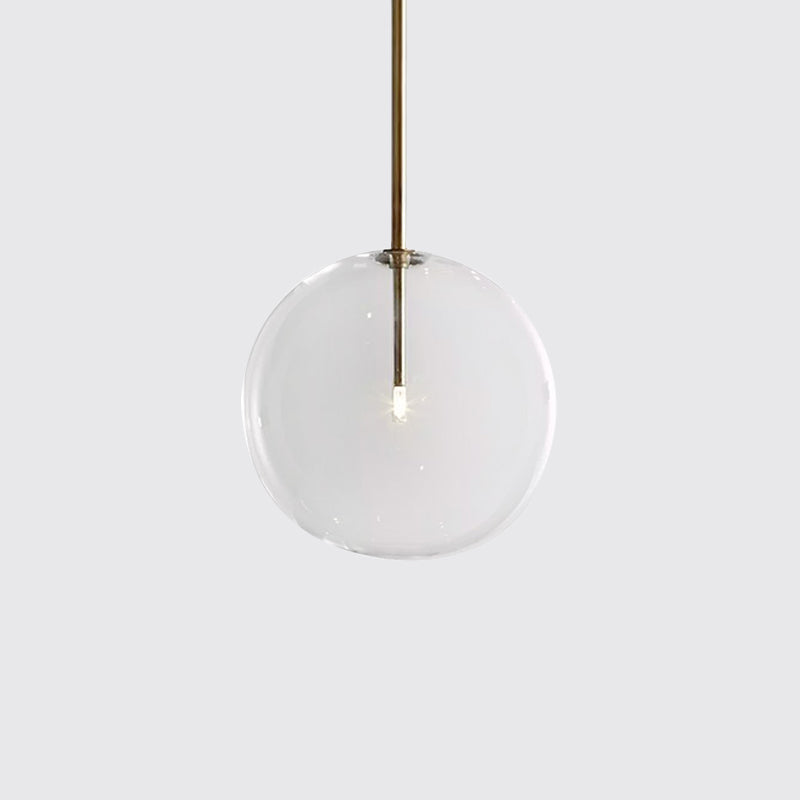 Global Pendant Light Post-Modern Clear Glass 5"/6"/8" Wide Led Black/Gold Hanging Lamp for Dining Room Clearhalo 'Ceiling Lights' 'Glass shade' 'Glass' 'Modern Pendants' 'Modern' 'Pendant Lights' 'Pendants' Lighting' 121776