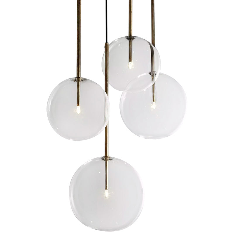 Global Pendant Light Post-Modern Clear Glass 5"/6"/8" Wide Led Black/Gold Hanging Lamp for Dining Room Clearhalo 'Ceiling Lights' 'Glass shade' 'Glass' 'Modern Pendants' 'Modern' 'Pendant Lights' 'Pendants' Lighting' 121779