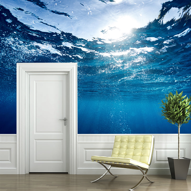 Tropix Sea Underwater Look-Up Murals Blue Stain Resistant Wall Covering for Living Room Clearhalo 'Wall Decor' 'Wall Mural' 1218429