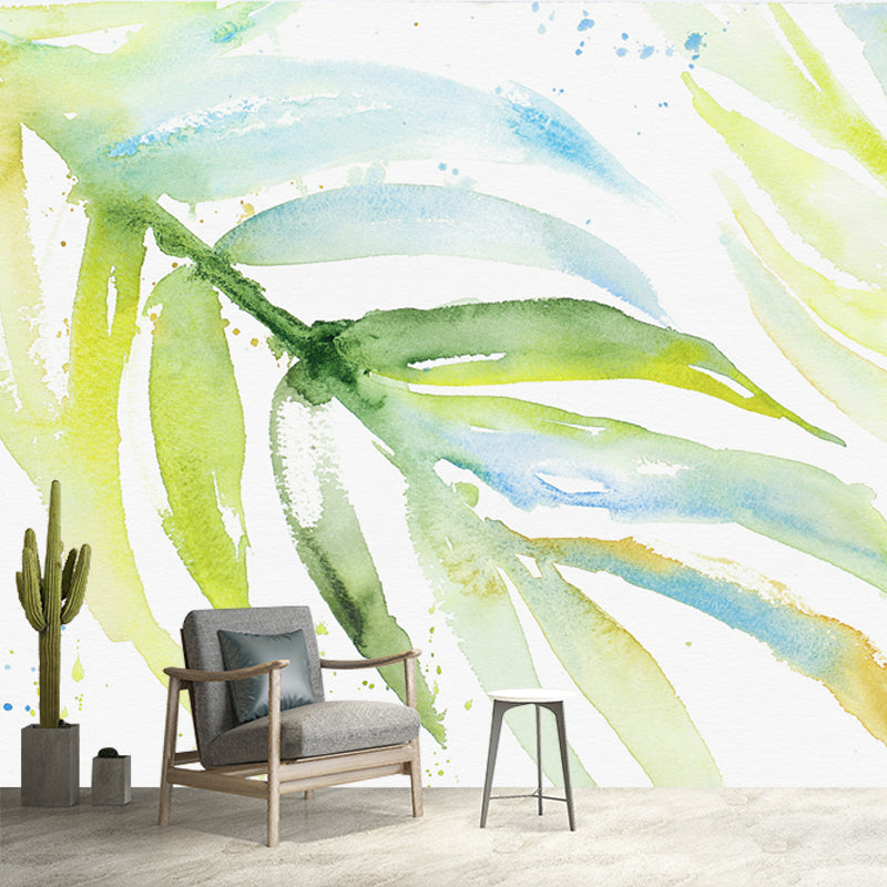 Watercolor Areca Palm Mural Wallpaper Modern Waterproof Bedroom Wall Art, Customized Size Clearhalo 'Wall Decor' 'Wall Mural' 1218443