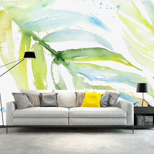 Watercolor Areca Palm Mural Wallpaper Modern Waterproof Bedroom Wall Art, Customized Size Clearhalo 'Wall Decor' 'Wall Mural' 1218444