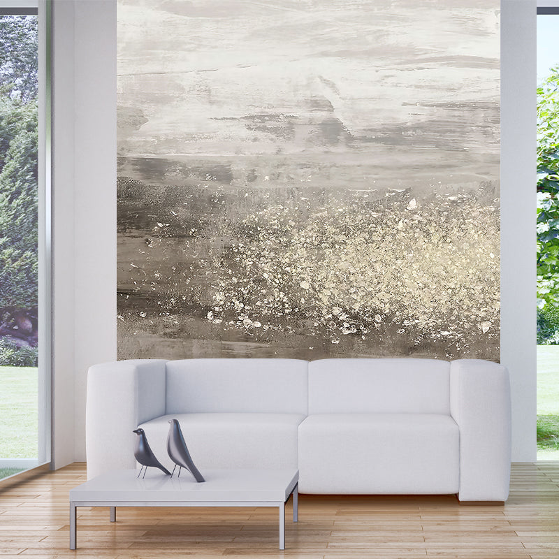 Artistic Abstract Painting Wall Mural Non-Woven Washable Grey-White Wall Decor for Home Gray-White Clearhalo 'Wall Decor' 'Wall Mural' 1218447