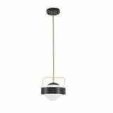 Global Shade Hanging Light Modern Style Frosted Glass and Metal 1 Light Black Finish Pendant Lamp Clearhalo 'Ceiling Lights' 'Modern Pendants' 'Modern' 'Pendant Lights' 'Pendants' Lighting' 121850