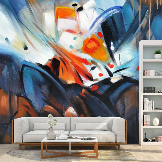 Abstract Painting Murals Wallpaper Orange-Blue Novelty Wall Decor for Living Room Clearhalo 'Wall Decor' 'Wall Mural' 1218537