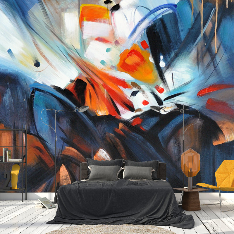 Abstract Painting Murals Wallpaper Orange-Blue Novelty Wall Decor for Living Room Clearhalo 'Wall Decor' 'Wall Mural' 1218538