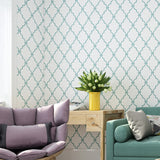 Blue Quatrefoil Adhesive Wallpaper Removable Contemporary Living Room Wall Decor Blue Clearhalo 'Modern wall decor' 'Modern' 'Wallpaper' Wall Decor' 1219236