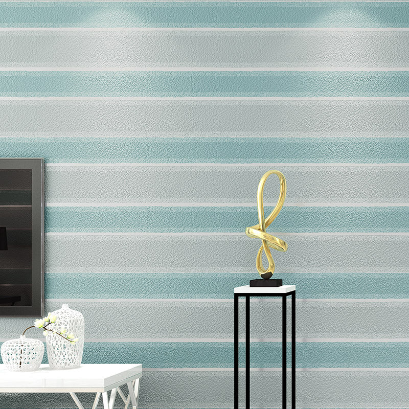 Stripe Wallpaper Roll Minimalistic Stain-Proof Bedroom Wall Decor, 33' L x 20.5" W Gray-Blue Clearhalo 'Country wall decor' 'Rustic' 'Wallpaper' Wall Decor' 1219349