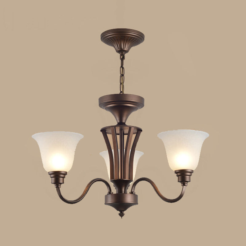 Scrolled Arm Metal Pendant Chandelier Rustic Style 3/5/6 Bulbs Guest Room Ceiling Hang Fixture in Brown Clearhalo 'Ceiling Lights' 'Chandeliers' Lighting' options 1220658