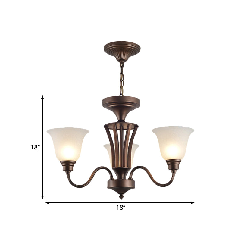 Scrolled Arm Metal Pendant Chandelier Rustic Style 3/5/6 Bulbs Guest Room Ceiling Hang Fixture in Brown Clearhalo 'Ceiling Lights' 'Chandeliers' Lighting' options 1220659