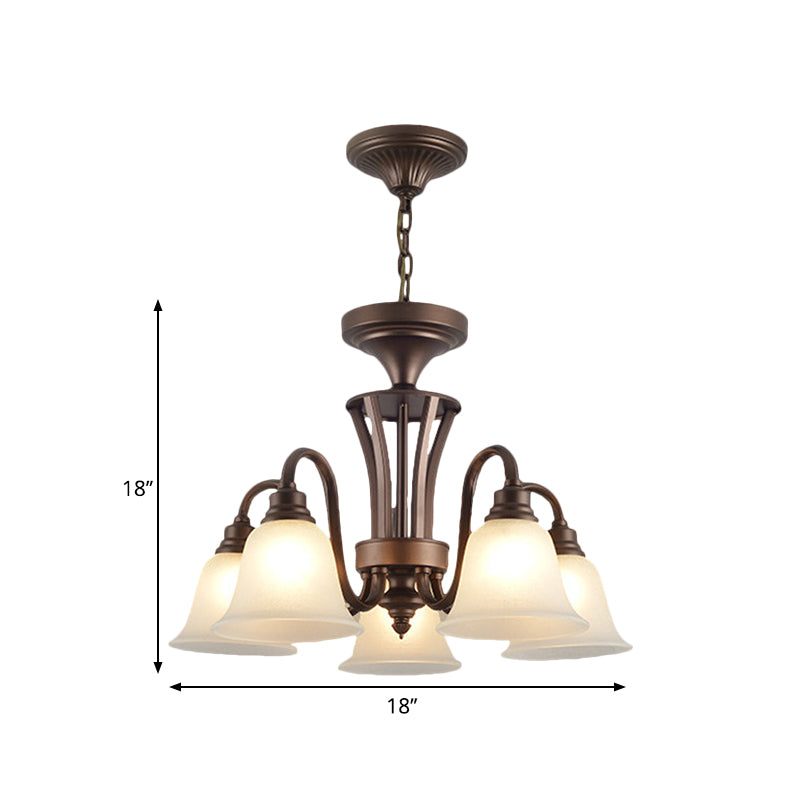 Scrolled Arm Metal Pendant Chandelier Rustic Style 3/5/6 Bulbs Guest Room Ceiling Hang Fixture in Brown Clearhalo 'Ceiling Lights' 'Chandeliers' Lighting' options 1220664