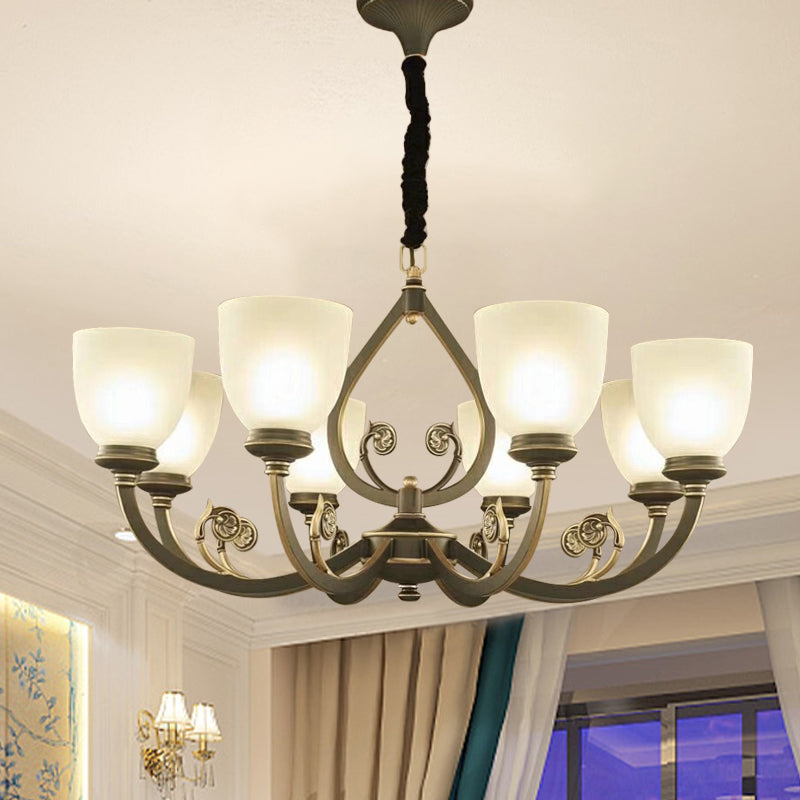 Black Curvy Arm Ceiling Pendant Light Traditional Metal 6/8-Head Living Room Chandelier Lighting Fixture Clearhalo 'Ceiling Lights' 'Chandeliers' Lighting' options 1220770