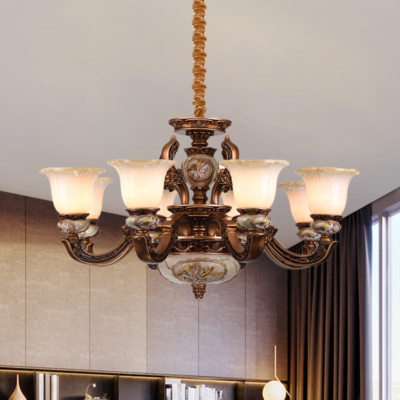 Metal Swooping Arm Ceiling Chandelier Traditional Style 6/8 Lights Guest Room Suspension Light Clearhalo 'Ceiling Lights' 'Chandeliers' Lighting' options 1220851