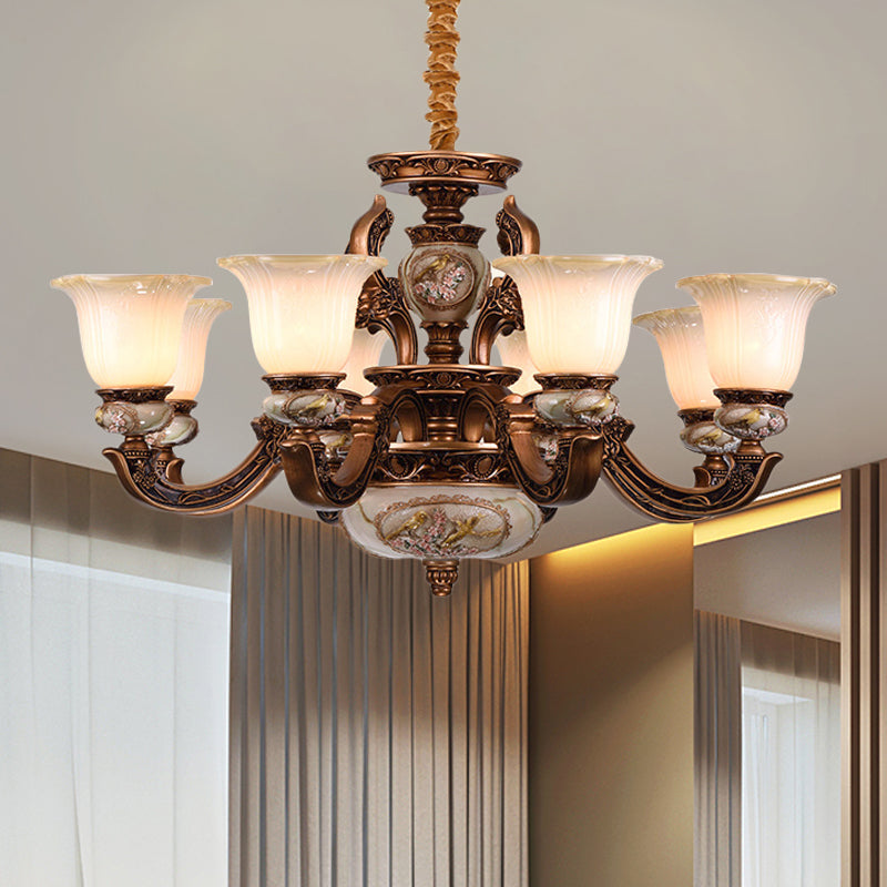 Metal Swooping Arm Ceiling Chandelier Traditional Style 6/8 Lights Guest Room Suspension Light Clearhalo 'Ceiling Lights' 'Chandeliers' Lighting' options 1220852