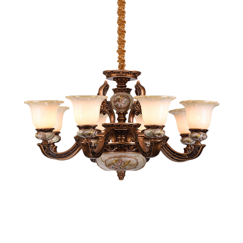 Metal Swooping Arm Ceiling Chandelier Traditional Style 6/8 Lights Guest Room Suspension Light Clearhalo 'Ceiling Lights' 'Chandeliers' Lighting' options 1220853