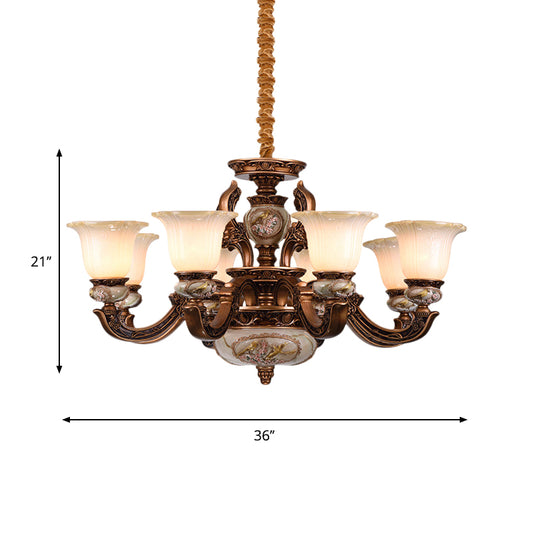 Metal Swooping Arm Ceiling Chandelier Traditional Style 6/8 Lights Guest Room Suspension Light Clearhalo 'Ceiling Lights' 'Chandeliers' Lighting' options 1220854