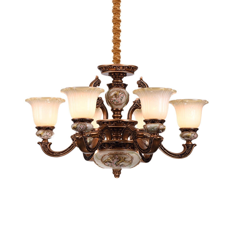 Metal Swooping Arm Ceiling Chandelier Traditional Style 6/8 Lights Guest Room Suspension Light Clearhalo 'Ceiling Lights' 'Chandeliers' Lighting' options 1220857