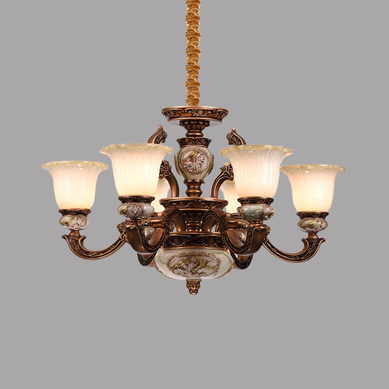 Metal Swooping Arm Ceiling Chandelier Traditional Style 6/8 Lights Guest Room Suspension Light Clearhalo 'Ceiling Lights' 'Chandeliers' Lighting' options 1220858