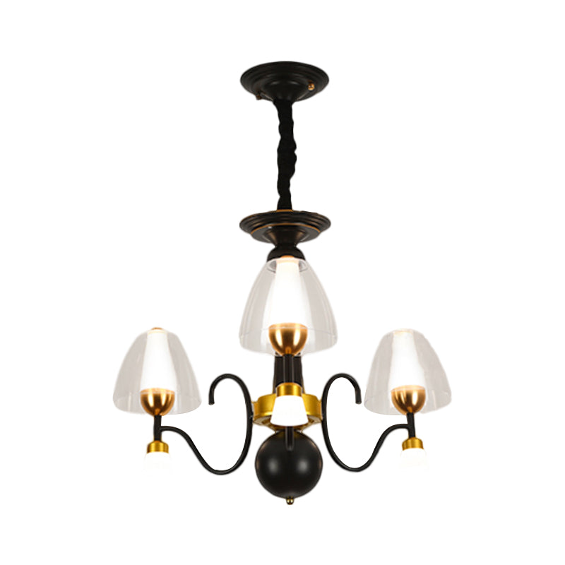 Metallic Black-Gold Suspension Pendant Scooping Armed 3/5/6 Lights Rural Style Chandelier Light Fixture Clearhalo 'Ceiling Lights' 'Chandeliers' Lighting' options 1220963