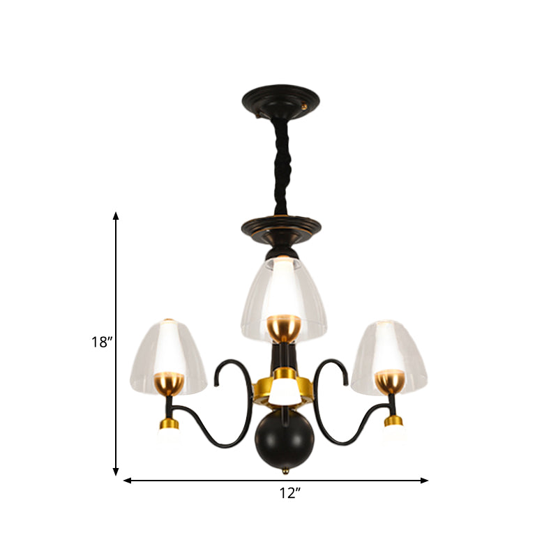 Metallic Black-Gold Suspension Pendant Scooping Armed 3/5/6 Lights Rural Style Chandelier Light Fixture Clearhalo 'Ceiling Lights' 'Chandeliers' Lighting' options 1220964