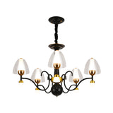 Metallic Black-Gold Suspension Pendant Scooping Armed 3/5/6 Lights Rural Style Chandelier Light Fixture Clearhalo 'Ceiling Lights' 'Chandeliers' Lighting' options 1220968