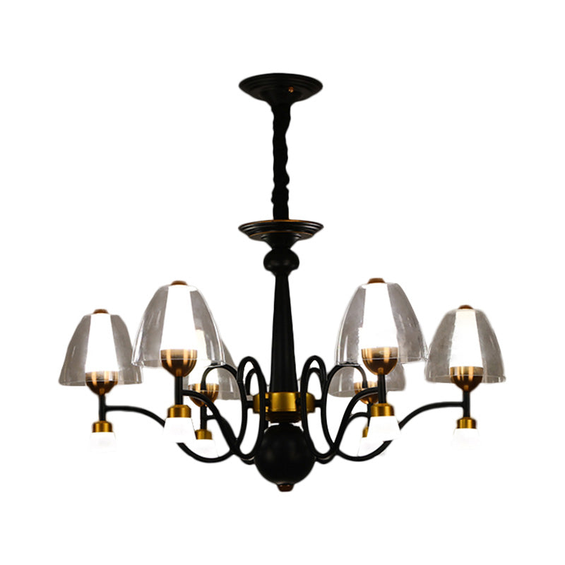 Metallic Black-Gold Suspension Pendant Scooping Armed 3/5/6 Lights Rural Style Chandelier Light Fixture Clearhalo 'Ceiling Lights' 'Chandeliers' Lighting' options 1220973