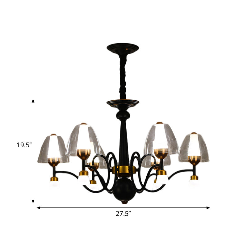 Metallic Black-Gold Suspension Pendant Scooping Armed 3/5/6 Lights Rural Style Chandelier Light Fixture Clearhalo 'Ceiling Lights' 'Chandeliers' Lighting' options 1220974