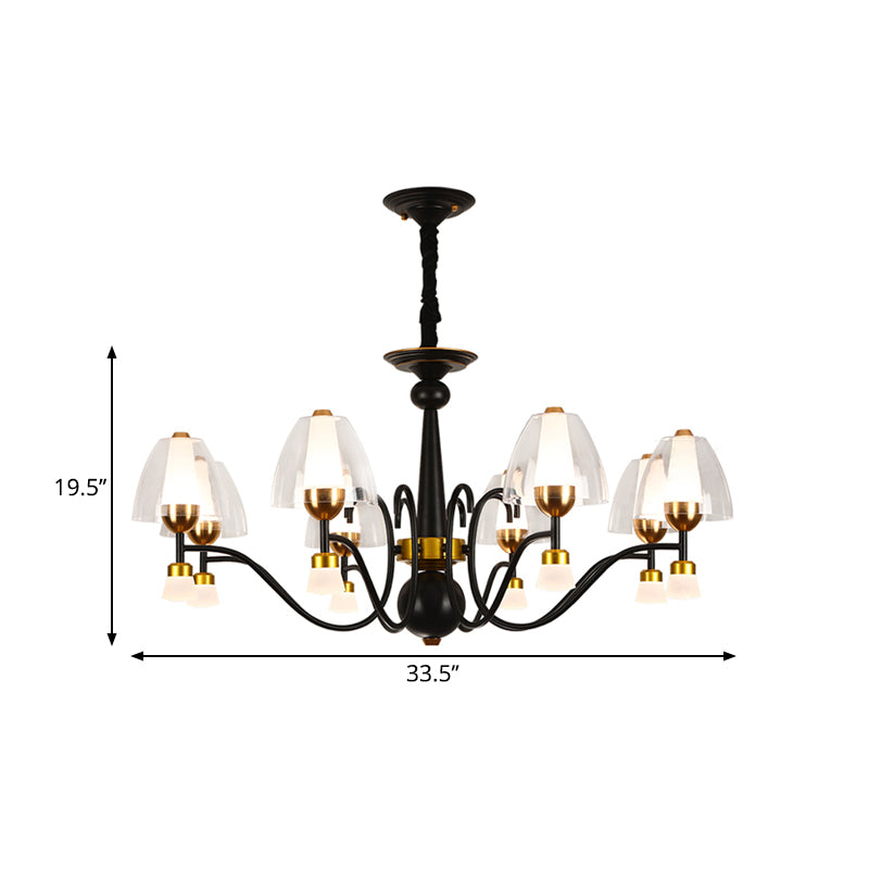 Metallic Black-Gold Suspension Pendant Scooping Armed 3/5/6 Lights Rural Style Chandelier Light Fixture Clearhalo 'Ceiling Lights' 'Chandeliers' Lighting' options 1220979