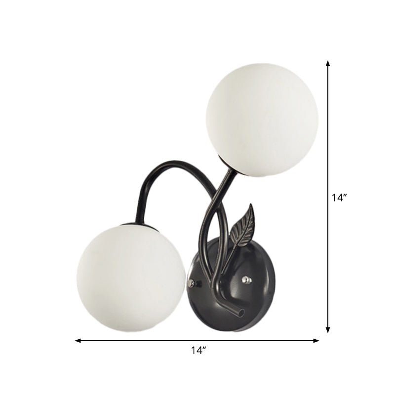 Traditional Sphere Shaped Sconce Light 2-Light Faceted Glass Wall Lamp Fixture in Black Clearhalo 'Wall Lamps & Sconces' 'Wall Lights' Lighting' 1221120