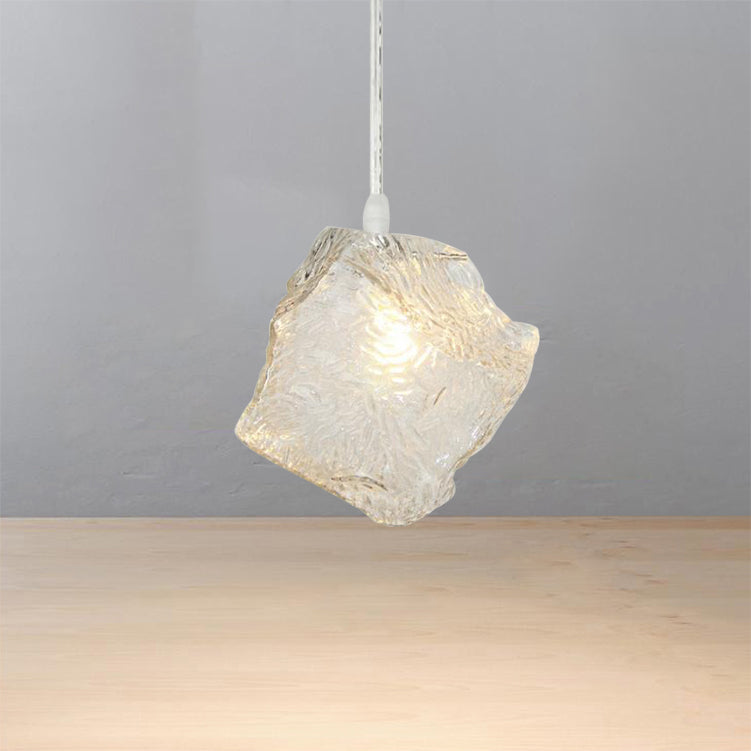 Rock Clear Glass Cluster Pendant Contemporary 5/6/8 Lights White Led Hanging Light Fixture with Round/Linear Canopy Clearhalo 'Ceiling Lights' 'Glass shade' 'Glass' 'Modern Pendants' 'Modern' 'Pendant Lights' 'Pendants' Lighting' 122113