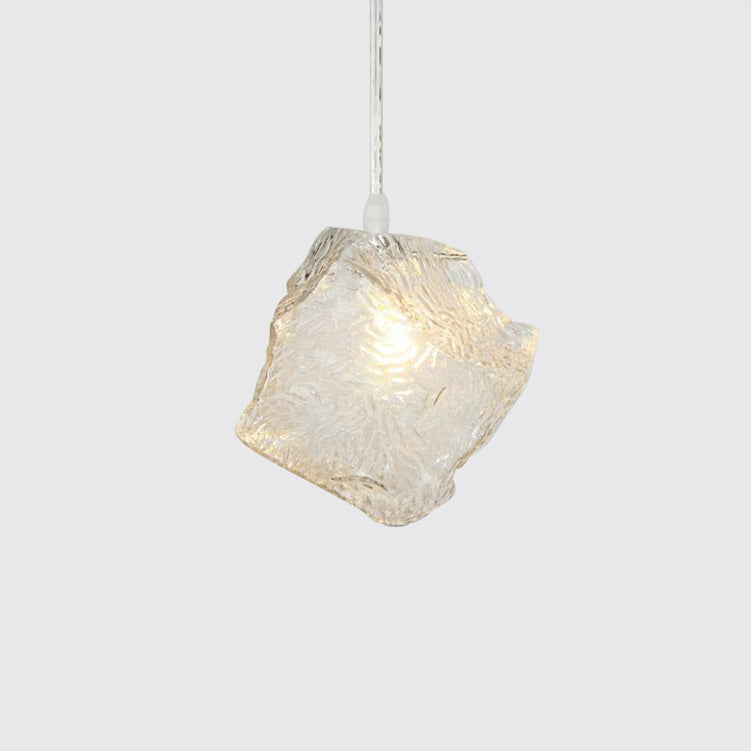 Rock Clear Glass Cluster Pendant Contemporary 5/6/8 Lights White Led Hanging Light Fixture with Round/Linear Canopy 1 Clear Round Clearhalo 'Ceiling Lights' 'Glass shade' 'Glass' 'Modern Pendants' 'Modern' 'Pendant Lights' 'Pendants' Lighting' 122114