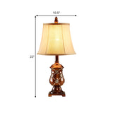 Fabric Bell Shade Night Stand Lamp Traditional Style 1-Bulb Desk Light in Brown with Urn Base Clearhalo 'Lamps' 'Table Lamps' Lighting' 1221505